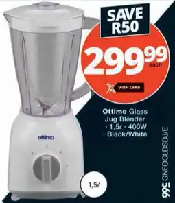 Checkers Ottimo Glass Jug Blender offer