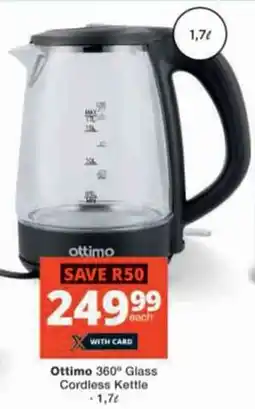 Checkers Ottimo 360 Glass Cordless Kettle offer