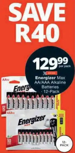 Checkers Energizer Max AA/AAA Alkaline Batteries offer
