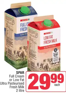 Spar SPAR Full Cream or Low Fat Ultra Pasteurised Fresh Milk offer