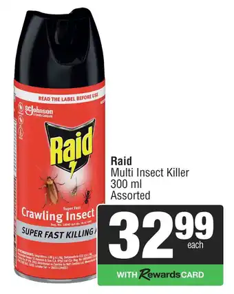 Spar Raid Multi Insect Killer Assorted offer