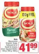 Spar Nola Mayonnaise Original, Tangy, Reduced Oil Or Sweet & Creamy-750g/780g/850g offer