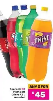 Game Sparletta OR Twist Soft Drinks 1.5 L Assorted offer