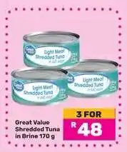Game Great Value Shredded Tuna in Brine 170 g offer