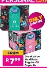 Game Great Value Maxi Pads offer