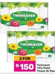 Game Twinsaver 1 Ply Toilet Tissue-15 Pack offer