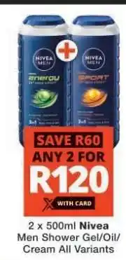 Checkers Nivea Men Shower Gel/Oil/Cream offer
