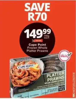 Checkers Cape Point Frozen Whole Platter Prawns offer