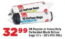 OK Foods OK Regular or Heavy Duty Perforated Black Refuse Bags offer