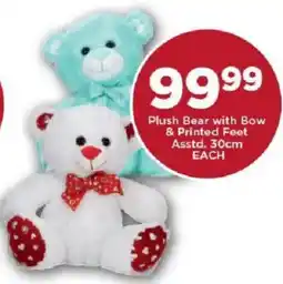 OK Foods Plush Bear with Bow & Printed Feet offer