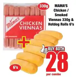 Boxer Superstores MAMA'S Chicken/ Smoked Viennas & Hotdog Rolls offer