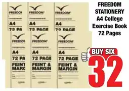 Boxer Superstores Freedom Stationery A4 College Exercise Book 72 Pages offer