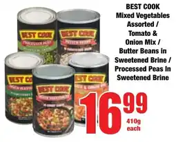Boxer Superstores Best Cook Mixed Vegetables Assorted/ Tomato & Onion Mix/ Butter Beans in Sweetened Brine/ Processed Peas In Sweetened Brine offer