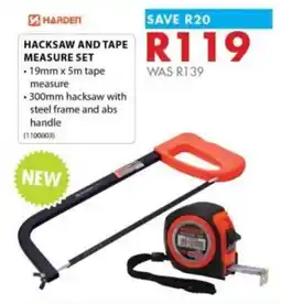 Chamberlain Harden hacksaw and tape measure set offer