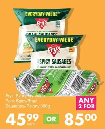 Save Fry's Everyday Value Pack Spicy/ Braai Sausages/ Polony offer