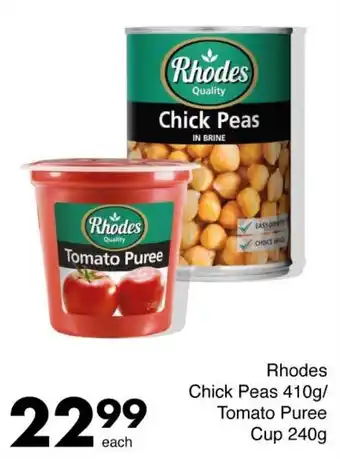 Save Rhodes Chick Peas/ Tomato Puree Cup offer