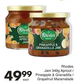 Save Rhodes Jam Apricot/ Pineapple & Granadilla/ Grapefruit Maramalade offer