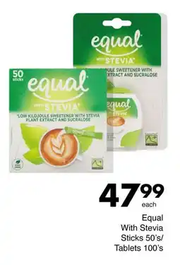 Save Equal With Stevia Sticks/ Tablets offer