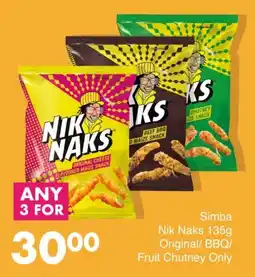 Save Simba Nik Naks Original/ BBQ/ Fruit Chutney Only offer