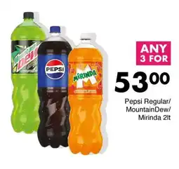 Save Pepsi Regular/ Mountain Dew/ Mirinda offer