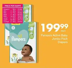 Save Pampers Active Baby Jumbo Pack Diapers offer