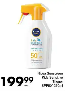 Save Nivea Sunscreen Kids Sensitive Trigger SPF50 offer