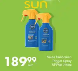 Save Nivea Sunscreen Trigger Spray SPF50 offer