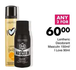 Save Lentheric Deodorant Masculin/ I Love offer
