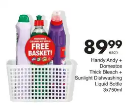 Save Handy Andy + Domestos Thick Bleach + Sunlight Dishwashing Liquid Bottle offer