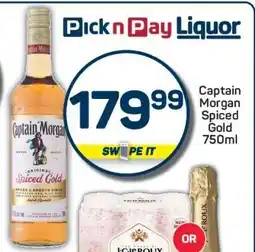 Pick n Pay Captain Morgan Spiced Gold 750ml offer