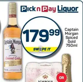Pick n Pay Captain Morgan Spiced Gold 750ml offer