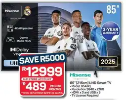 Pick n Pay Hypermarket Hisense 85 UHD Smart TV offer