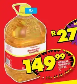 Shoprite RITEBRAND SUNFLOWER SEED OIL 5ℓ offer