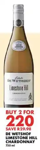 Woolworths De wetshof limestone hill chardonnay offer