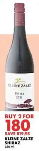 Woolworths Kleine zalze shiraz offer