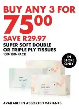 Woolworths Super soft double or triple ply tissues offer