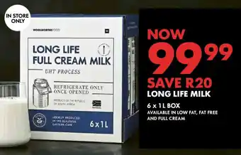 Woolworths Long life full cream milk offer