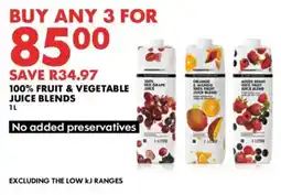 Woolworths 100% fruit & vegetable juice blends offer