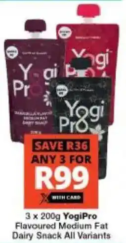 Checkers YogiPro Flavoured Medium Fat Dairy Snack All Variants offer