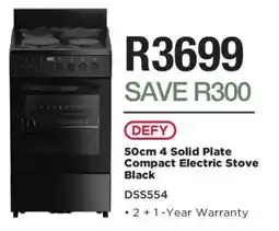 House & Home Defy 4 Solid Plate Compact Electric Stove Black offer