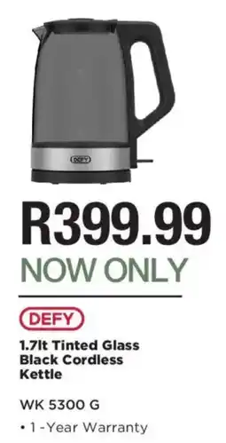 House & Home Defy Tinted Glass Black Cordless Kettle offer