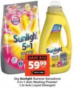 Checkers Sunlight Summer Sensations 2-in-1 Auto Washing Powder/ Auto Liquid Detergent offer