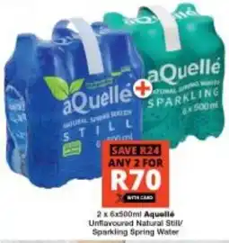 Checkers Aquellé Unflavoured Natural Still/ Sparkling Spring Water offer