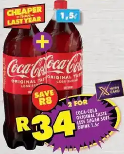 Shoprite Coca-cola original taste less sugar soft drink offer