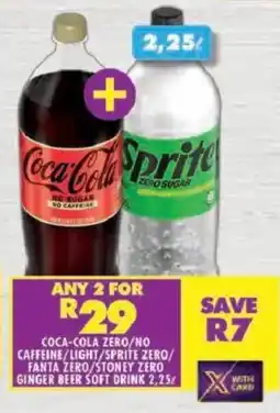 Shoprite Coca-cola zero/ no caffeine/ light/ sprite zero/ fanta zero/ stoney zero ginger beer soft drink offer