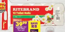 Shoprite Ritebrand 1-ply toilet rolls offer