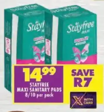 Shoprite Stayfree maxi sanitary pads offer