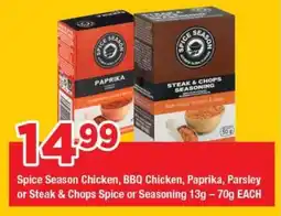 OK Grocer Spice Season Chicken, BBQ Chicken, Paprika, Parsley or Steak & Chops Spice or Seasoning offer