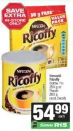 KwikSpar Nescafe Ricoffy Coffee Tin or Pouch offer