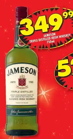 Shoprite Jameson Triple Distilled Irish Whiskey 750ml offer
